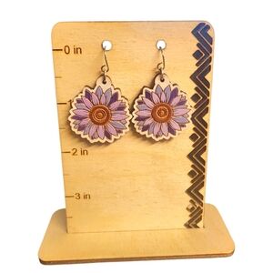 Violet Bloom Radiance Wood Drop Earrings